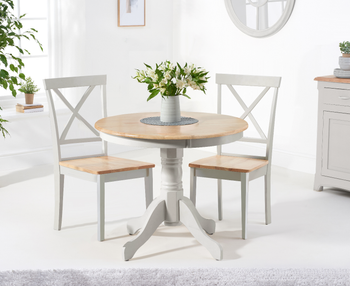 Epsom 90cm Oak and Grey Painted Dining Table with Chairs - Oak and Grey, 2 Chairs