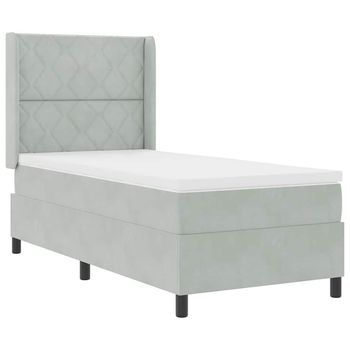 Cama Con Box Spring Led Y Colchón Manual Gris Claro 90 X 200 Cm