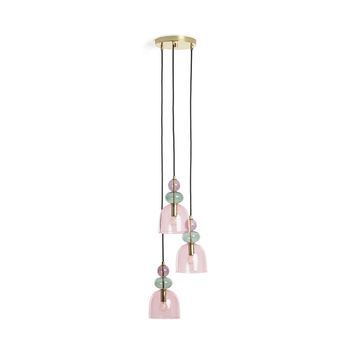 Lámpara Colgante Metal Y Cristal Tri Baudelaire Rosa