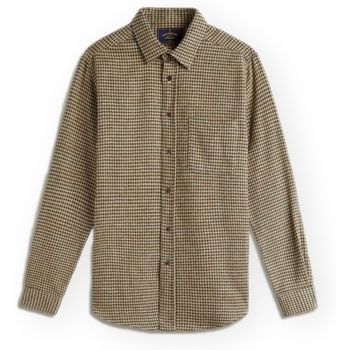 Portuguese Flannel Camisa manga larga Abstract Pied Poule Shirt - Green para hombre