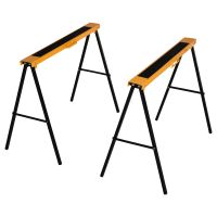 homcom set de 2 caballetes plegables de metal antideslizantes carga maxima 125 kg naranja y negro   aosom espana