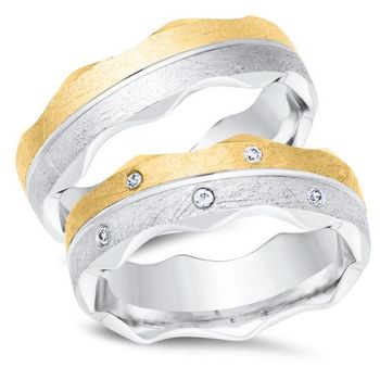 Alianzas 8 quilates oro amarillo-blanco 5 diamantes