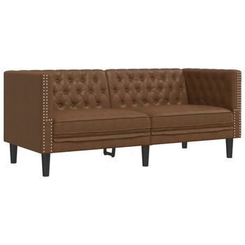 Sofá Chesterfield De 2 Plazas Piel De Ante Sintético Marrón Vidaxl