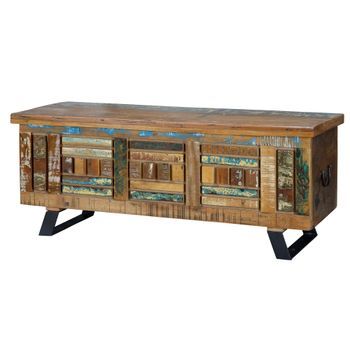 Baúl Exclusivo En Madera Reciclada Multicolor