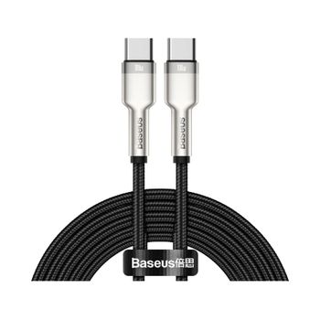 Cable USB-C Baseus Cafule 2m 100W 5A Trenzado Nylon Aluminio Negro Velcro