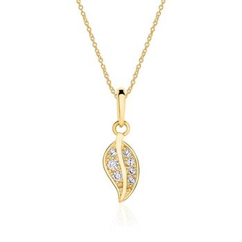 Cadena de hojas para mujer en oro de 9 quilates con circonita