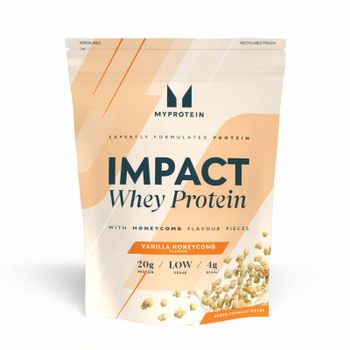 Impact Whey Protein - 960g - 32raciones - Vainilla y caramelo de miel con forma de panal y trozos de galleta crujientes