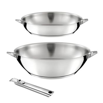 Batería de cocina 3 piezas : 1 wok ø 28 cm, 1 sartén ø 24 cm y 1 mang