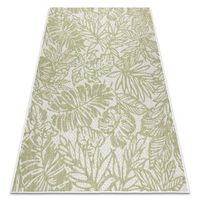 alfombra sisal sion hojas tropical 22128 tejido plano ecru  verde 160x220 cm