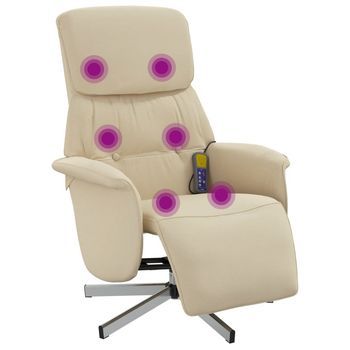 Sillón Reclinable De Masaje | Sillón De Salón | Silla Con Reposapiés Tela Color Crema