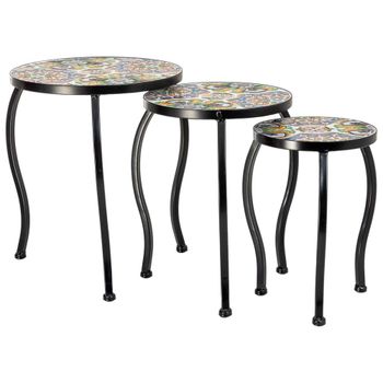 Soporte set 3 pzas de mosaico y forja negro