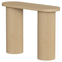 homcom mesa consola con patas acanaladas almacenamiento oculto patas de columnas 103x35x80 cm roble
