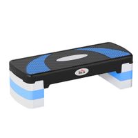 homcom step de aerobic para fitness altura ajustable 3 niveles 101520 cm ejercicio en casa carga 150 kg 80x31x20 cm negro y azul   aosom espana