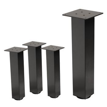 Set 4x Patas De Mesa 42 Cm Regulables De Acero 8x8 Cm Gris Oscuro