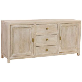 Aparador de madera beige 3 cajones y 2 puertas 160x43x75h cm