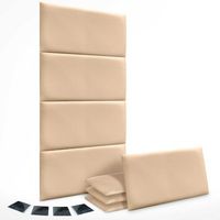 dhome juego de 8 paneles tapizados de polipiel premium pack autoadhesivos para pared acusticos absorbentes proteccion beige 50x30cm x8