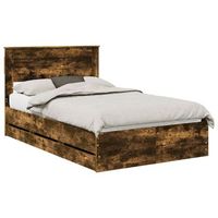 cama matrimonial  cama para adulto  estructura de cama roble ahumado 135 x 190 cm madera ingenieril