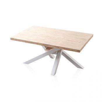 Mesa De Comedor Fija Con Patas Metálicas 160x100 Cm Xena Roble - Blanco 160 X 76 X 100 Cm