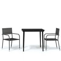 juego de comedor para jardin 3 uds  conjunto mueble jardin mesa y sillas gris