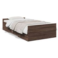 cama individual  cama para adultos  cama con cajones madera de ingenieria marron roble 100x200 cm