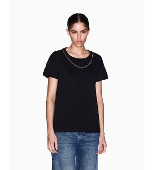 A|X Armani Exchange para mujer. XW002329AF10356UC001 Camiseta outfit negro (S), Casual, Algodón, Manga corta