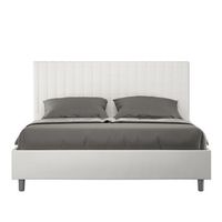 cama sin somier acolchada 160x190 cuero sintetico blanco sunny