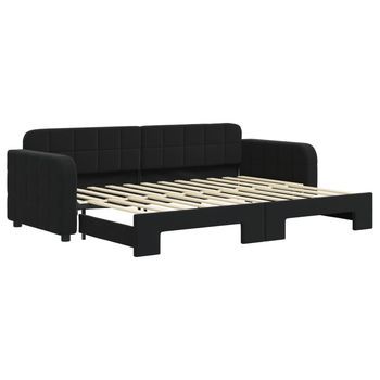 Sofá Cama | Cama Para Adulto | Sofá Convertible Nido Terciopelo Negro 80x200 Cm