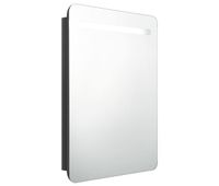 vidaxl armario de bano con espejo led negro brillante 60x11x80 cm