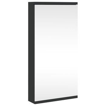 Mueble De Baño | Armario De Baño De Esquina Con Espejo Negro 30x24x60 Cm