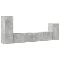 set de 4 uds muebles tv  mueble de salon  armario tv madera contrachapada gris hormigon