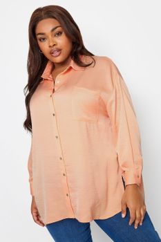 Yours Camisa Melocotón Manga Larga, Mujer Curvy Y Tallas Grandes, Yours