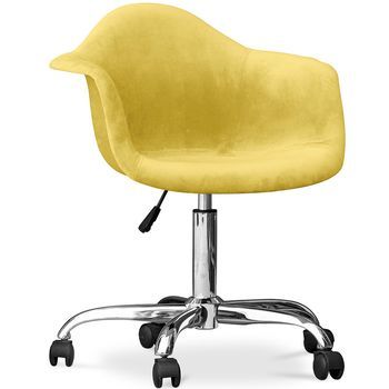 Silla De Oficina Con Reposabrazos - Silla De Escritorio Giratoria Con Ruedas - Grev Amaril