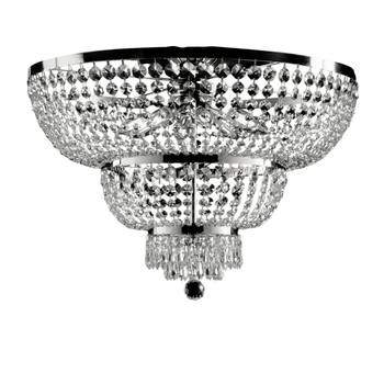 Lámpara De Techo Mozart En Hierro Y Latón Cromado Con Pedrería 8 Luces H.48 Ø65 Bl189-pl8-cr