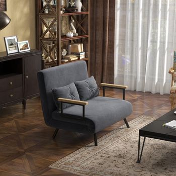 Sofá Cama De 2 Plazas De Terciopelo Homcom 102x73x81cm Gris