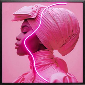 Cuadro enmarcado led pink woman de acrílico rosa 80 x 80 cm