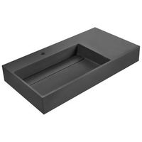 lavabo suspendido de pared clasico rectangular fundicion mineral acabado mate 90 x 48 cm negro cusco