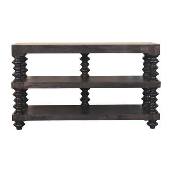 Consola Con Estantes, Madera Maciza, Muebles Artesanales, Madera De Fresno De Carbono.