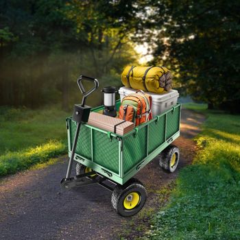 Carrito de transporte con paneles laterales plegables y 550 kg verde