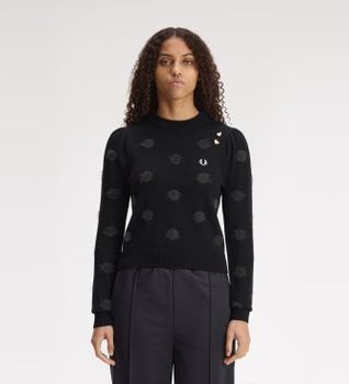 Fred Perry para mujer. SK3101 Jersey Polka Dot negro (40), Casual, Lana