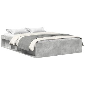Cama Doble | Cama Para Adultos | Estructura De Cama Gris Hormigón 120x190 Cm