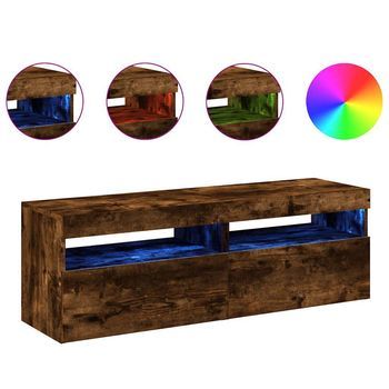 2 Uds Muebles Tv | Mueble De Salón | Armario Tv Con Luces Led Roble Ahumado 60x35x40 Cm