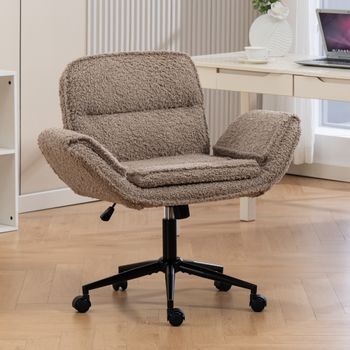 Silla De Escritorio - Mueble De Oficina - Tejido Teddy Y Hierro - Marrón (48x54x91.8cm)