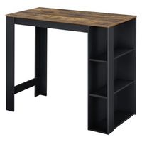 mesa de bar danderyd - mesa de bistro elegante - 120 x 60 x 1055 cm - mesa alta de cocina - con 3 estantes integrados - negro y color roble encasa