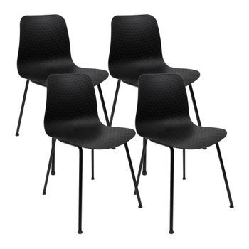 Pack De 4 Sillas De Diseño Moderno Fabricadas En Polipropileno Para Comedor - 80 X 44,5 X 54 Cm - Negro
