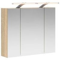 armario con espejo de bano roble sonoma 60 x 145 x 50 cm vidaxl