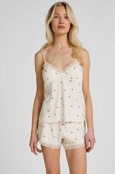Hunkemöller Conjunto Pijama Jersey Encaje Blanco