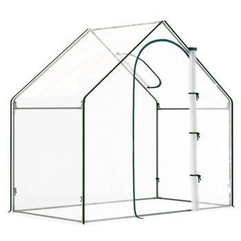 Outsunny Invernadero con Ventana Puerta Marco de Acero y Cubierta Plástico Impermeable Anti-UV 180x100x168 cm Transparente