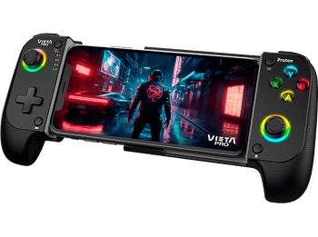 Gamepad - Vieta Pro Proton, Bluetooth, Inalámbrico, Ajustable hasta 18 cm, Función Turbo, Dual Vibration, Baja latencia, 8h autonomía, Negro
