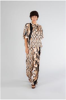 blusa con fajín de raso estampado en el cuello multinatural scarf l