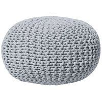 puf otomana gris claro tejido de algodon relleno de eps reposapies pequeno redondo 40 x 25 cm conrad
